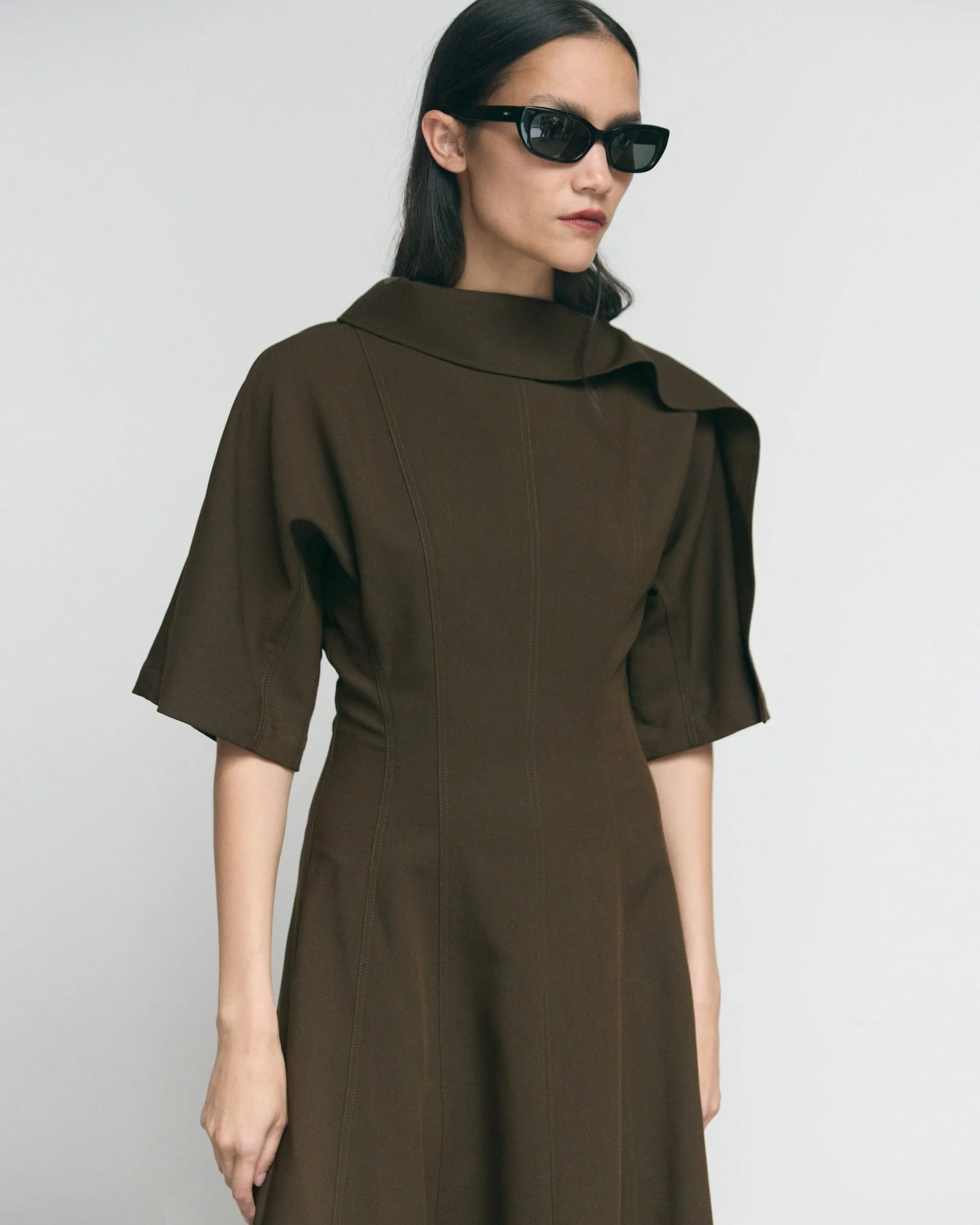 Addison Foldover Scarf-Neck Dress