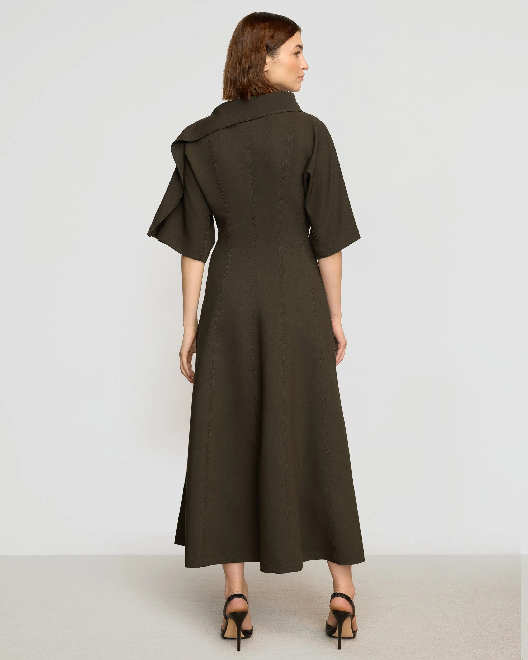 Addison Foldover Scarf-Neck Dress