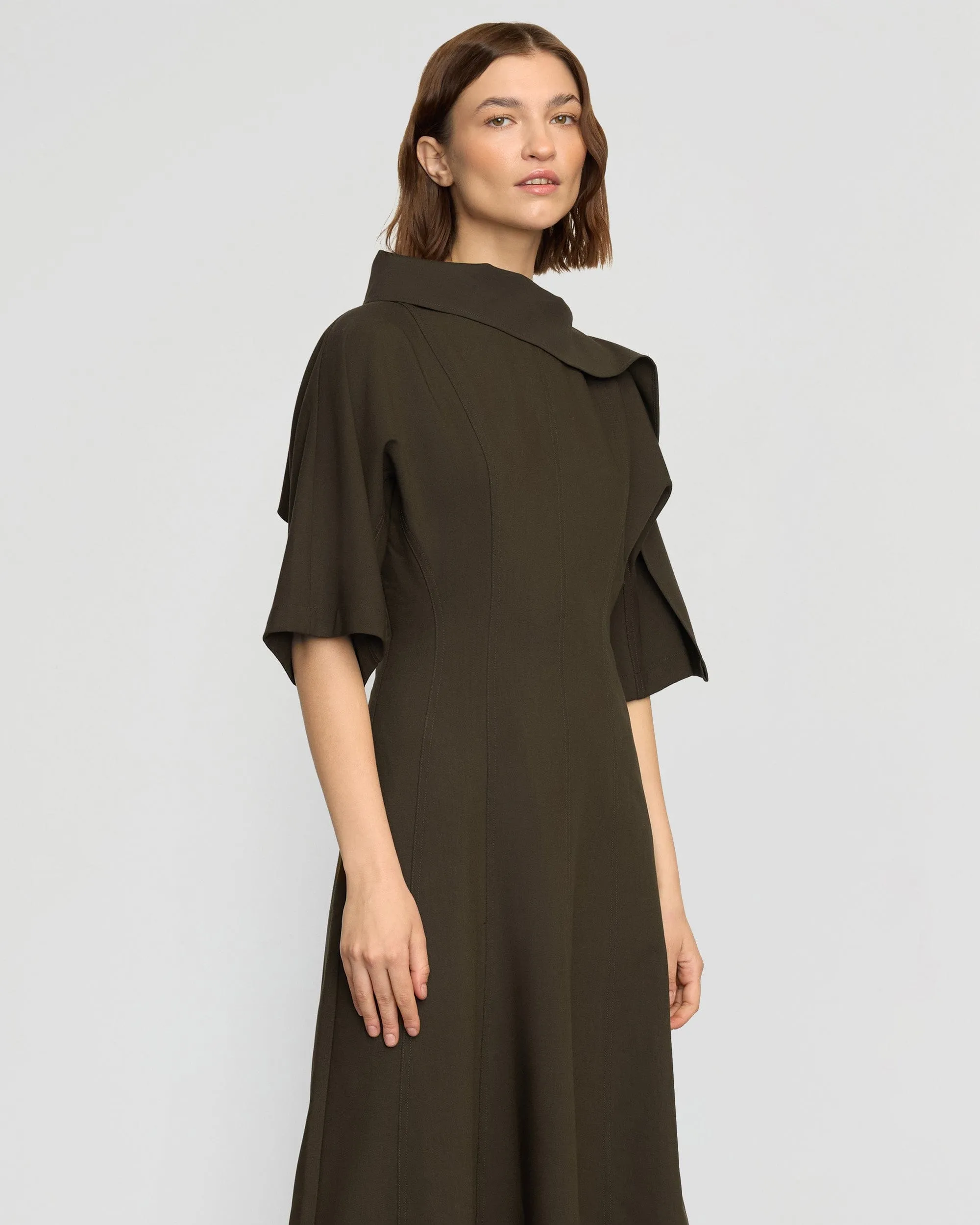 Addison Foldover Scarf-Neck Dress