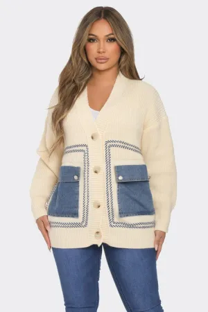 Adriana Oversize Denim Pocket Cardigan