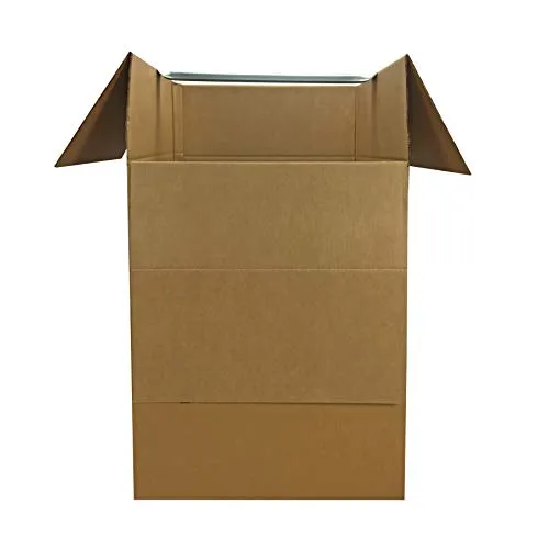 Amazon Basics Wardrobe Clothing Moving Boxes with Bar, 3 Pack, Brown, 20" x 20" x 34"