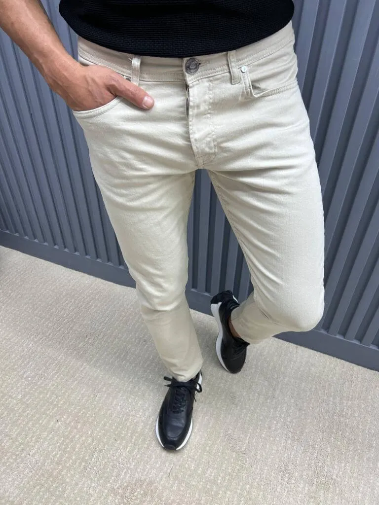 Beige Slim Fit Jeans