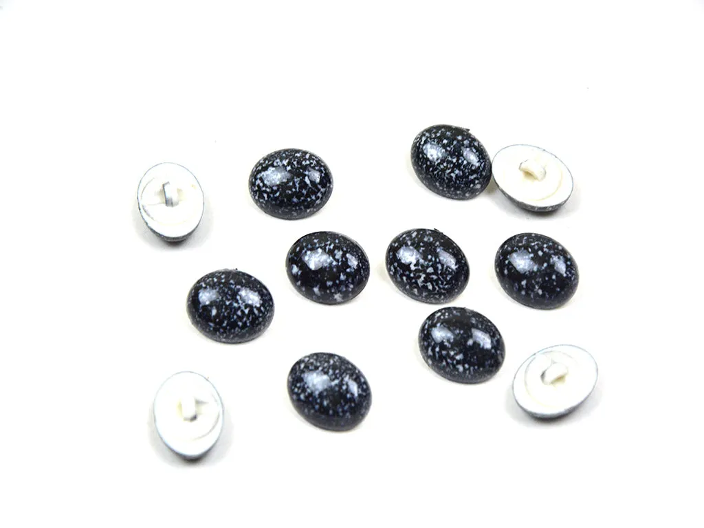 Black Oval Marble Look Acrylic Buttons