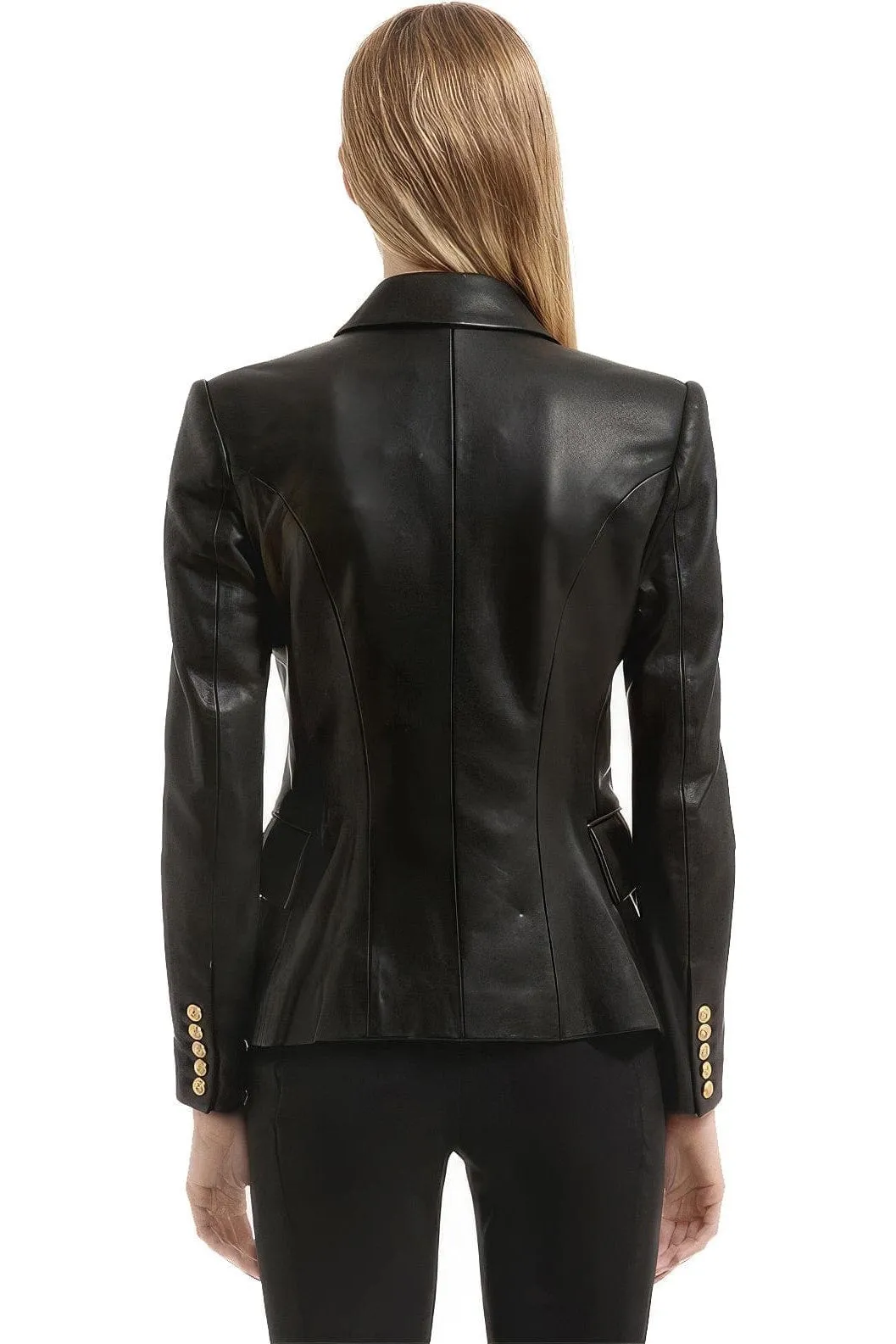 Black Real Sheepskin Leather Blazer | Made to Order