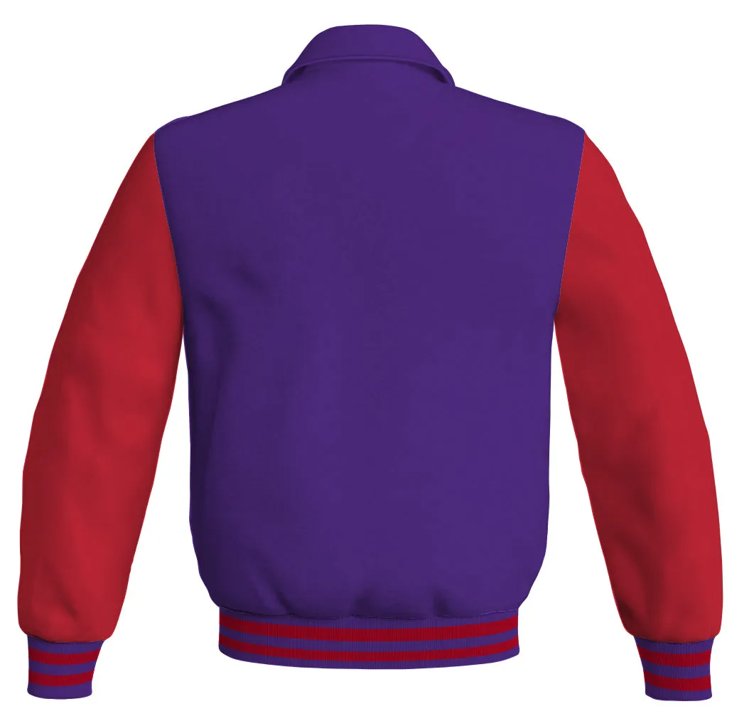 Bomber Classic Jacket Purple Body and Red Leather Sleeves