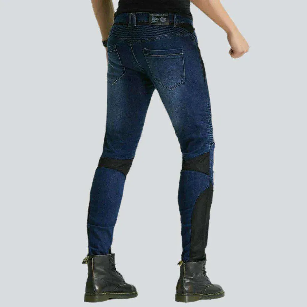 Breathable mesh men's moto jeans