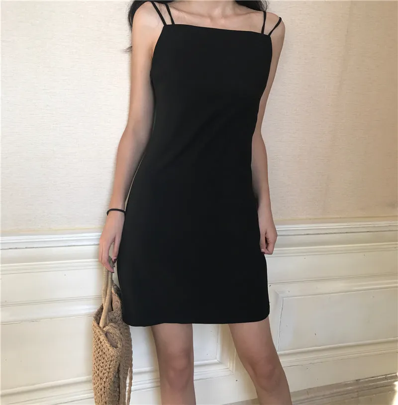 Cami Dress Women Summer Korean ChicTrendy Hip Flattering Little Black Slim Look Dress