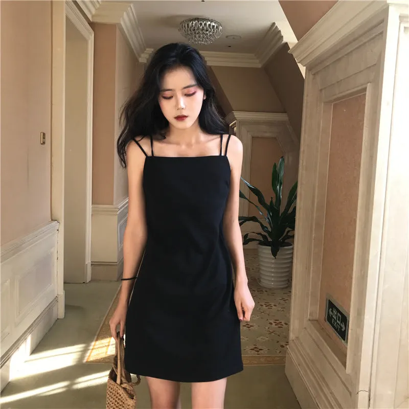 Cami Dress Women Summer Korean ChicTrendy Hip Flattering Little Black Slim Look Dress