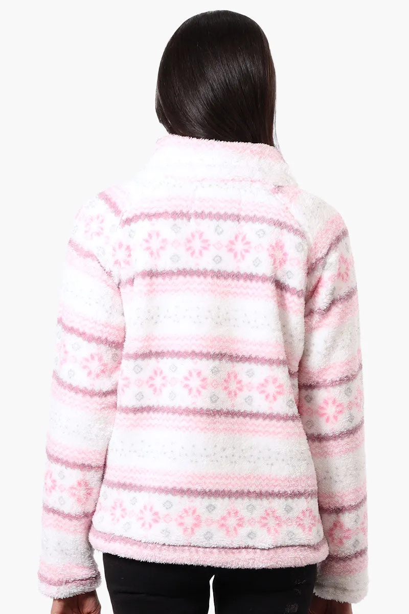 Canada Weather Gear Fair Isle Pattern 1/4 Zip Pullover Sweater - Pink