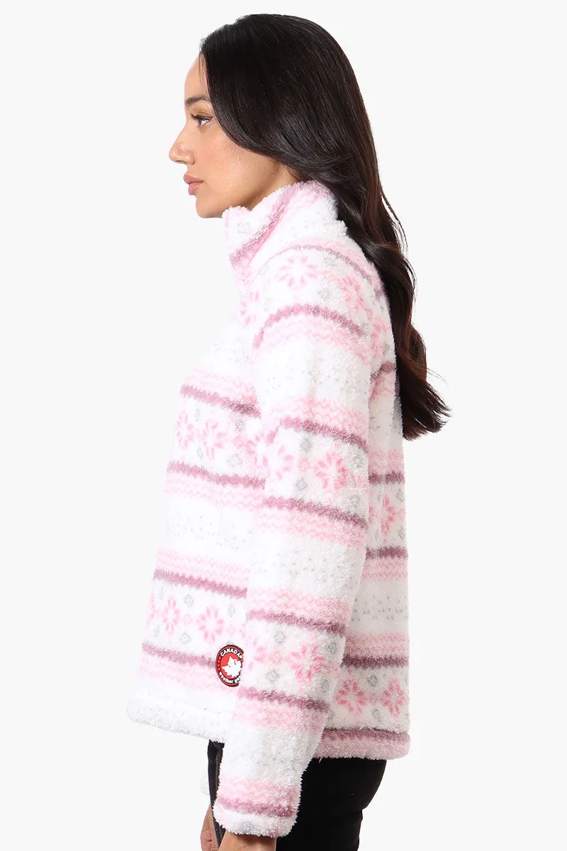 Canada Weather Gear Fair Isle Pattern 1/4 Zip Pullover Sweater - Pink