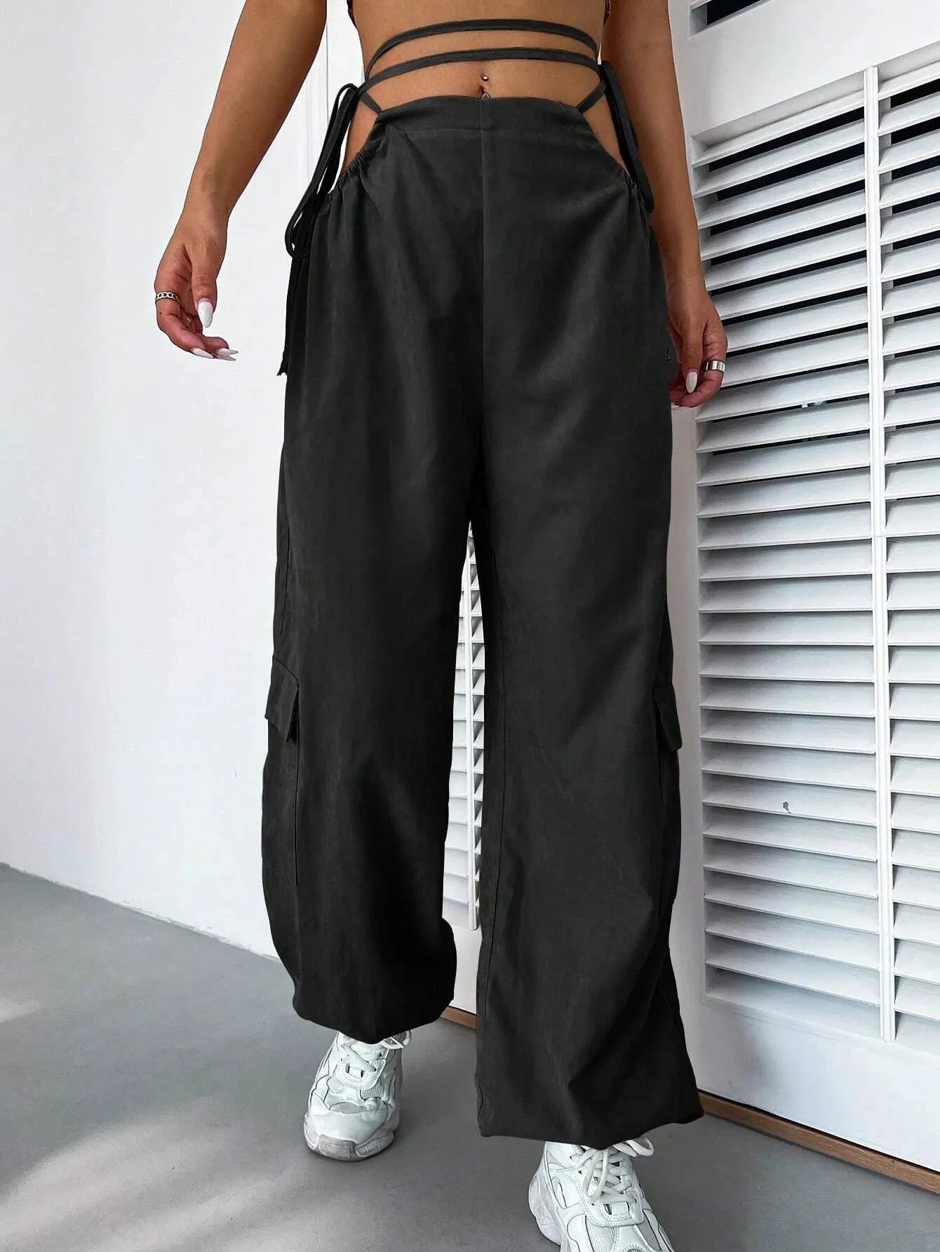 Comfort Waist Drawstring Cargo Pants