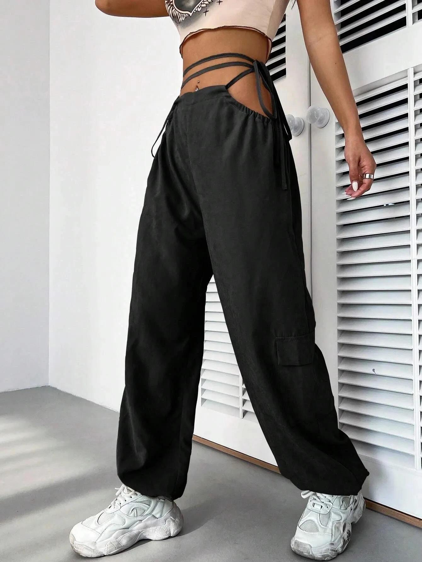 Comfort Waist Drawstring Cargo Pants