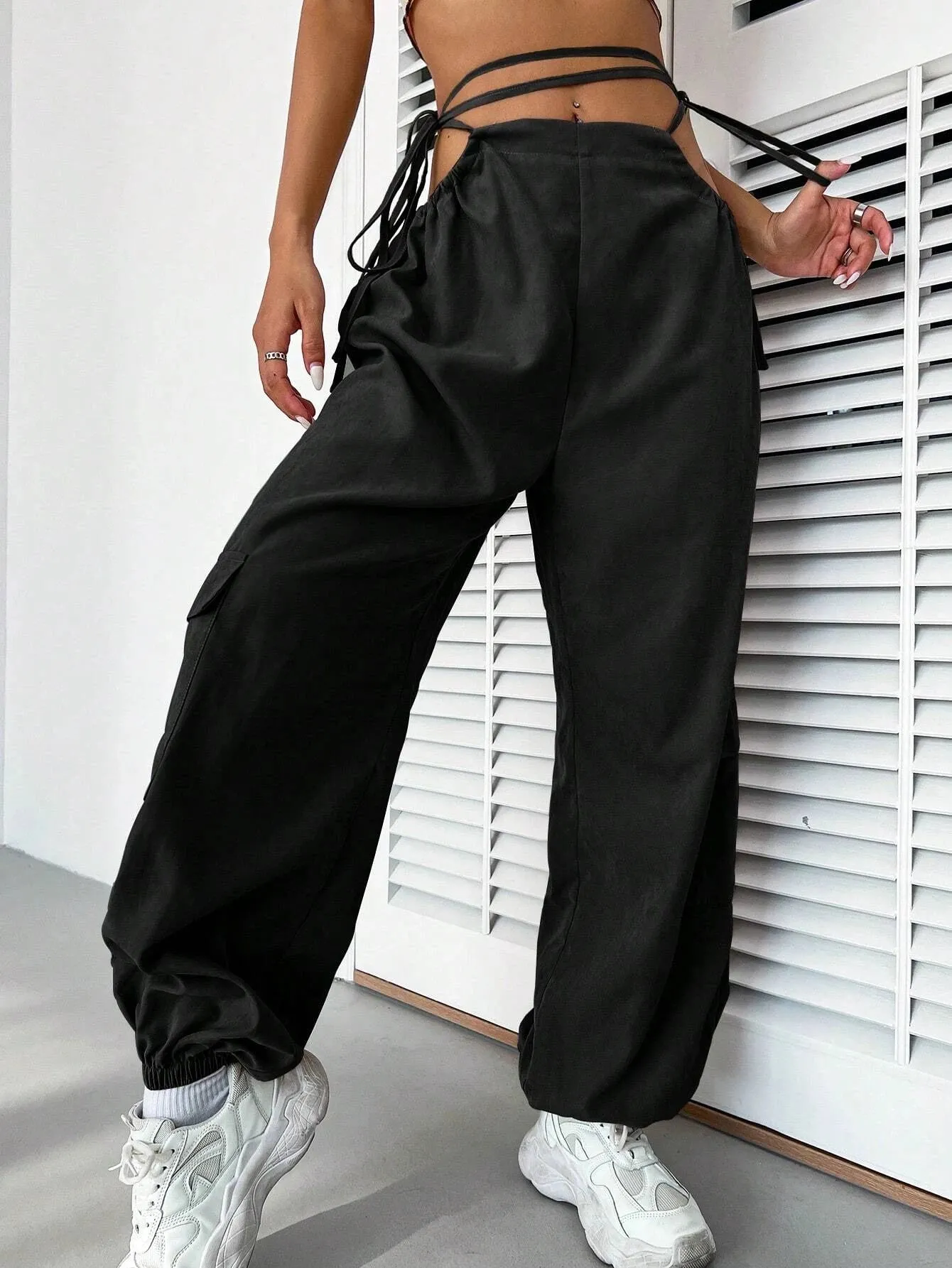 Comfort Waist Drawstring Cargo Pants