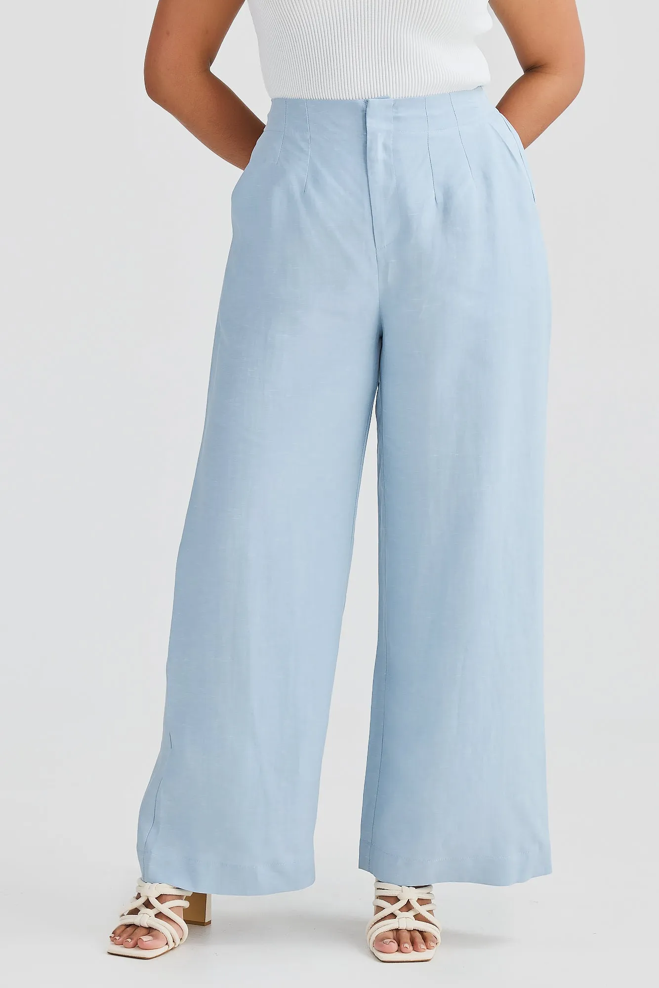 Core Linen Tailored Pant- Powder Blue