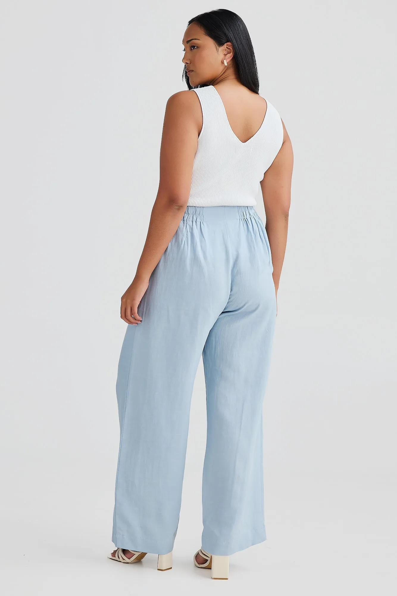 Core Linen Tailored Pant- Powder Blue