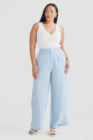 Core Linen Tailored Pant- Powder Blue