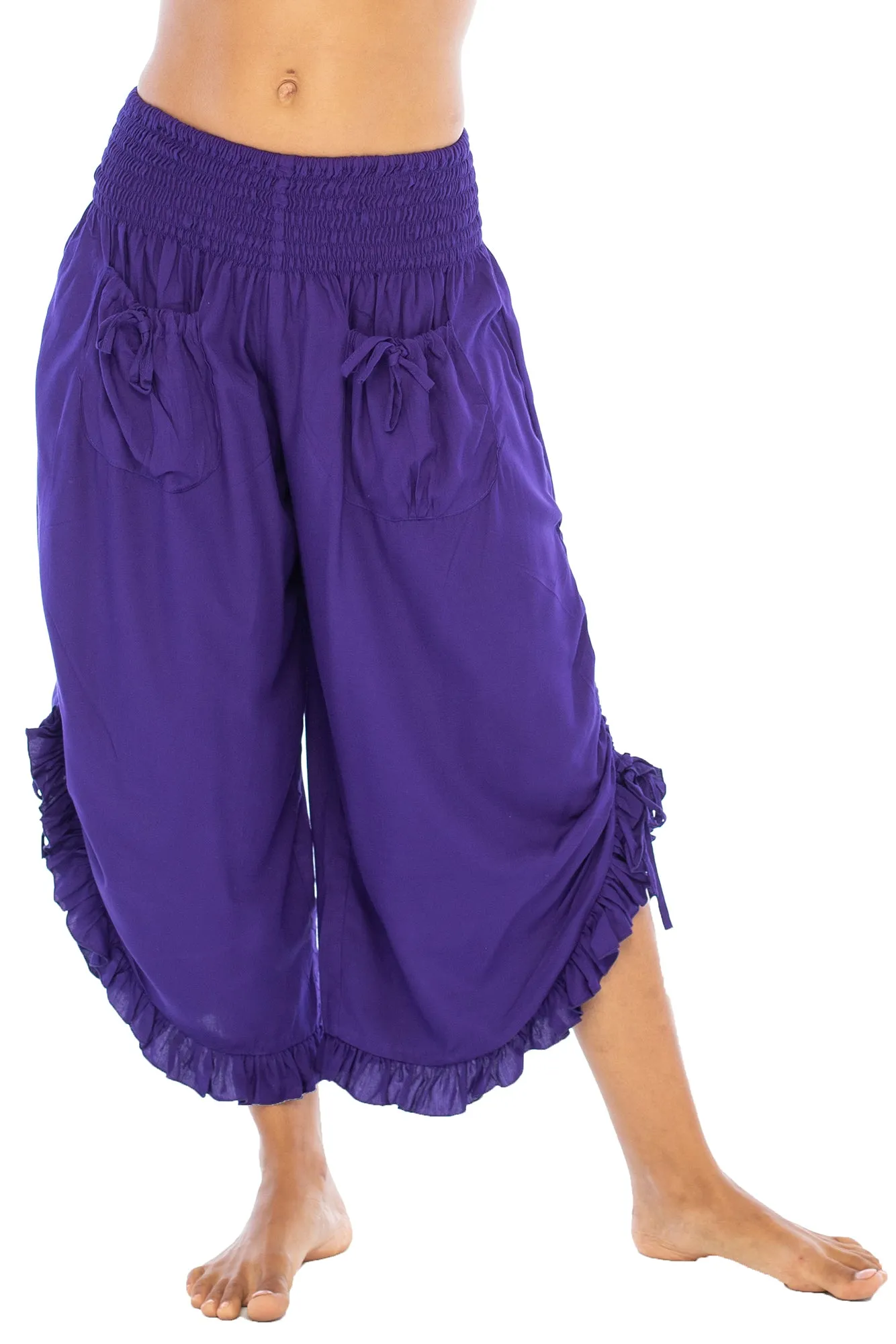 Cropped Wide Leg Elastic Waist Pants