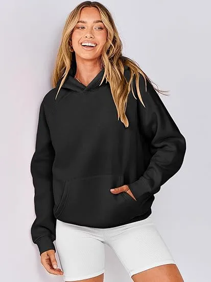 Custom Women's Hoodie Sweatshirts Promotional Long Sleeve Soft Brushed Fleece Hoody Classic Drawstring Pullover