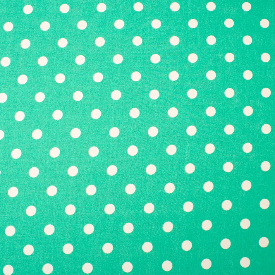 Deep Mint Green Spot & Paisley Printed Silk Georgette