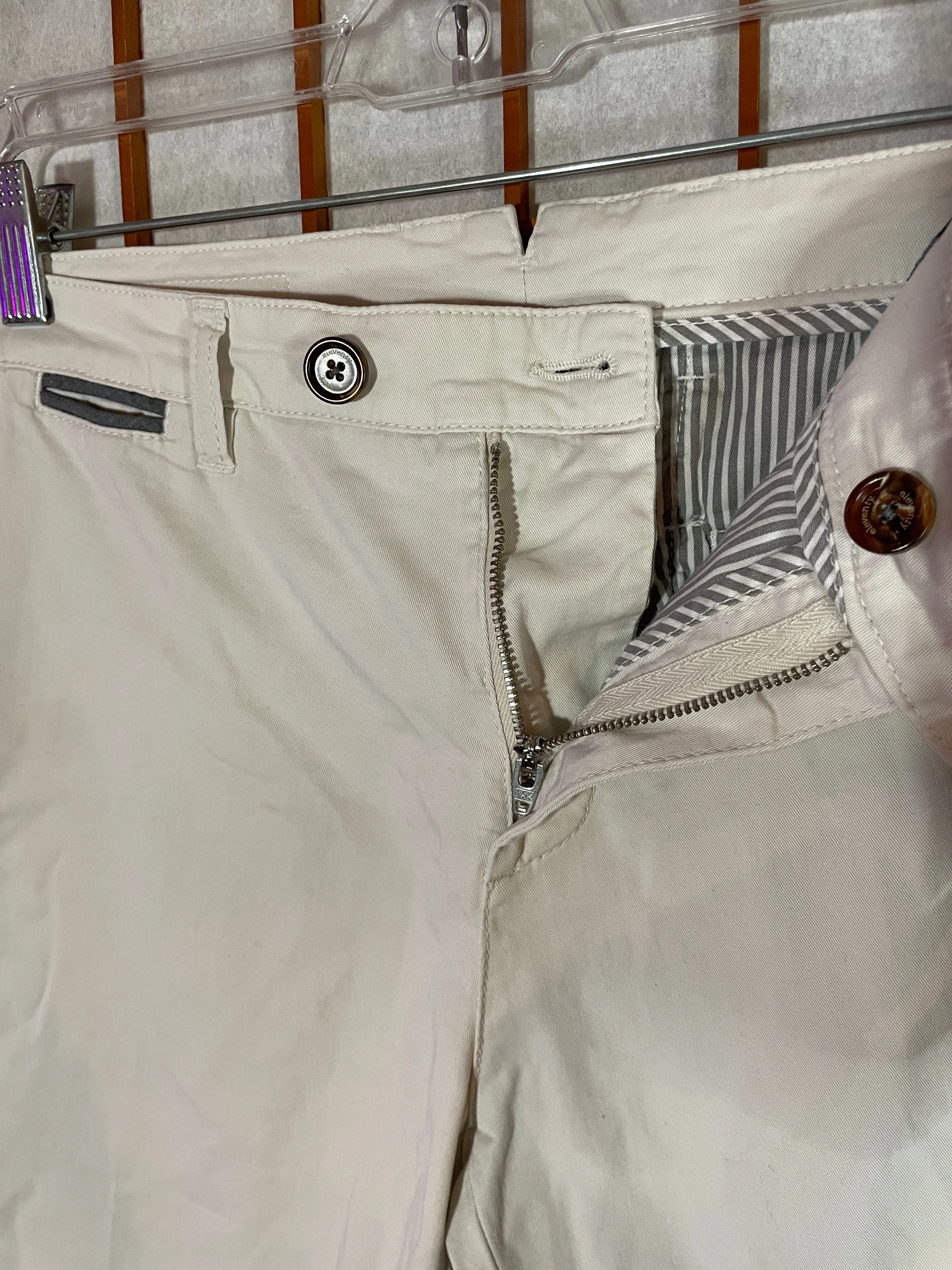 ELEVENTY Mens Chino Pants Size 30x28 White Regular Fit Italy Straight Leg