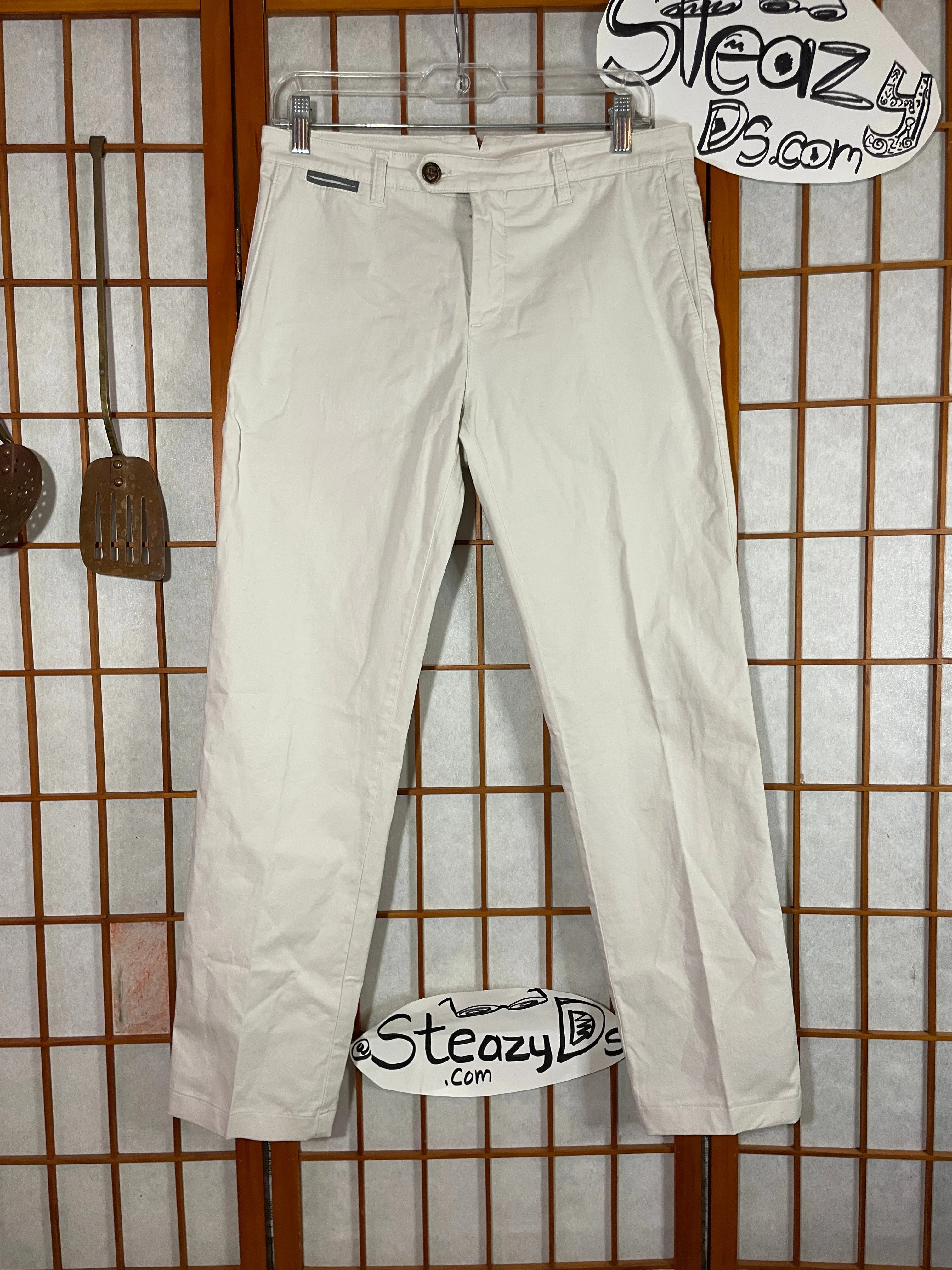 ELEVENTY Mens Chino Pants Size 30x28 White Regular Fit Italy Straight Leg