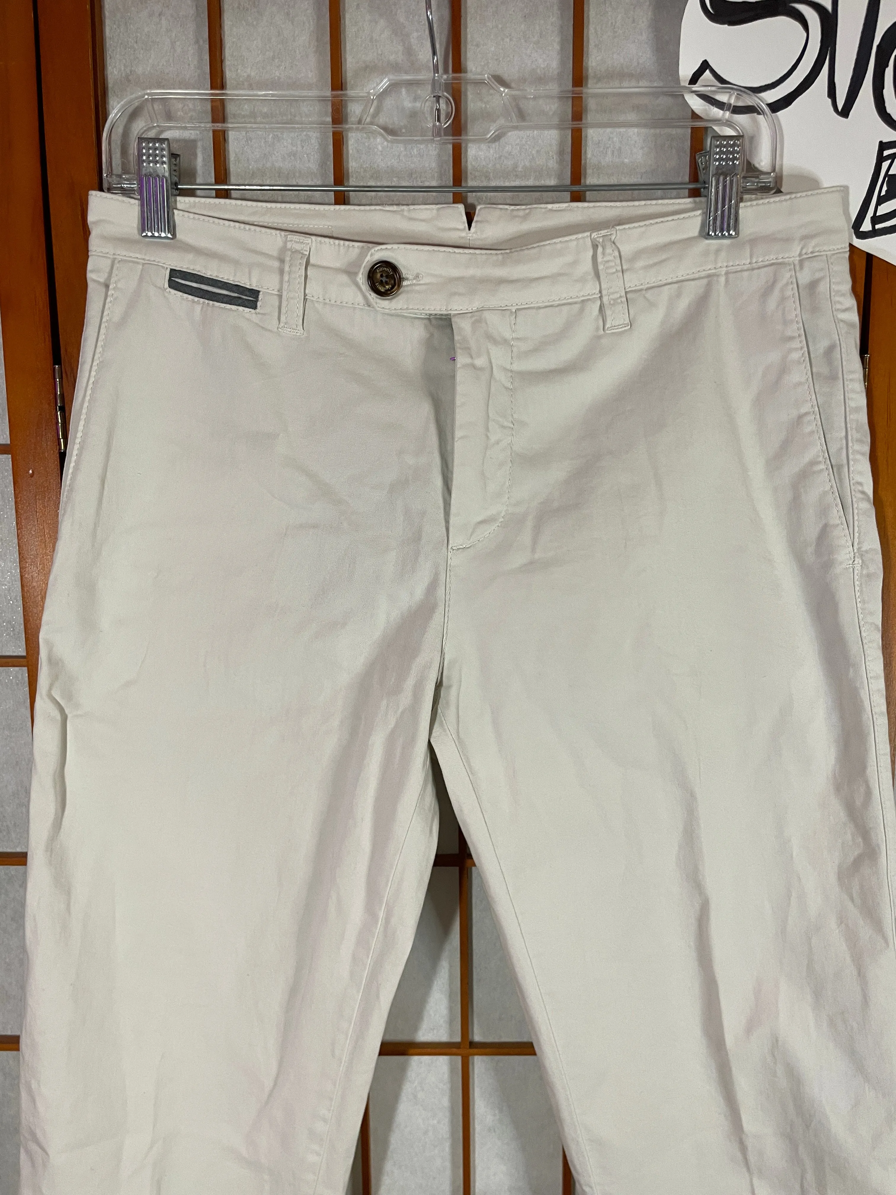 ELEVENTY Mens Chino Pants Size 30x28 White Regular Fit Italy Straight Leg