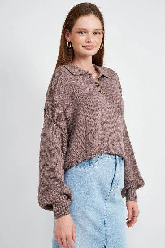 Emory Park | Button Up Boxy Cropped Sweater