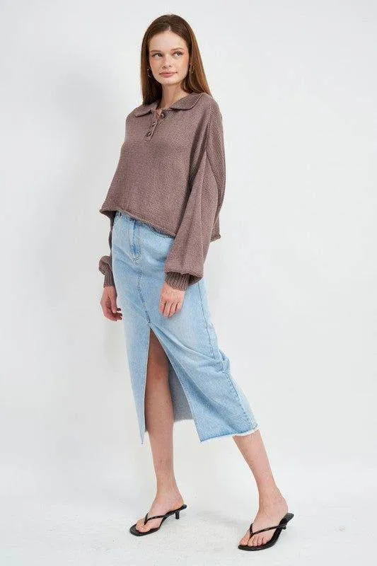 Emory Park | Button Up Boxy Cropped Sweater