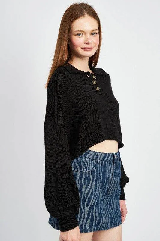 Emory Park | Button Up Boxy Cropped Sweater