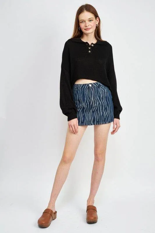 Emory Park | Button Up Boxy Cropped Sweater