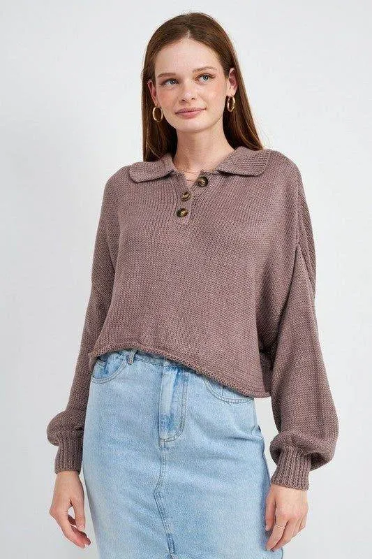 Emory Park | Button Up Boxy Cropped Sweater