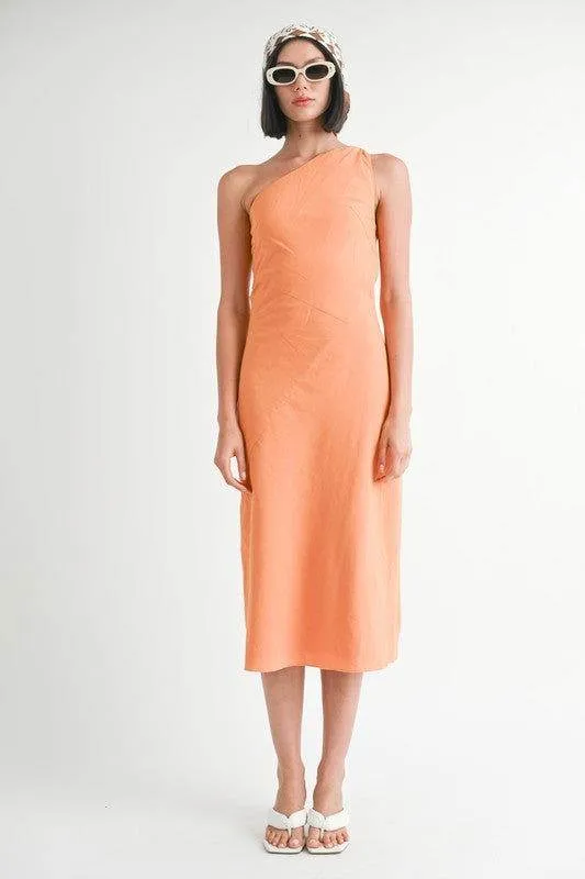 Emory Park One Shoulder Mid Linen Dress