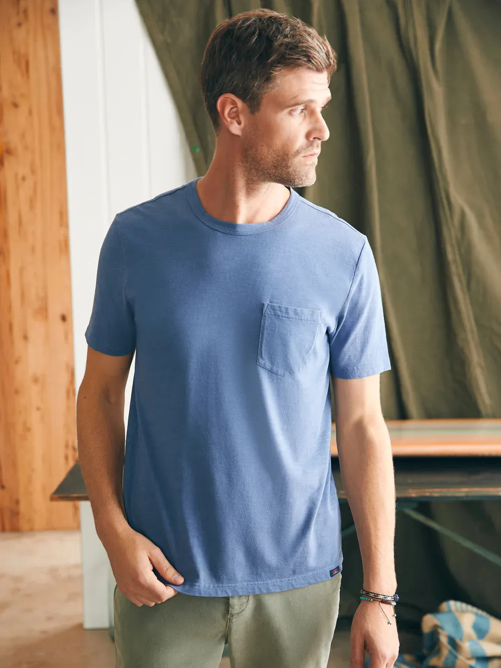 Faherty Men's Sunwashed Pocket Tee Blue Horizon