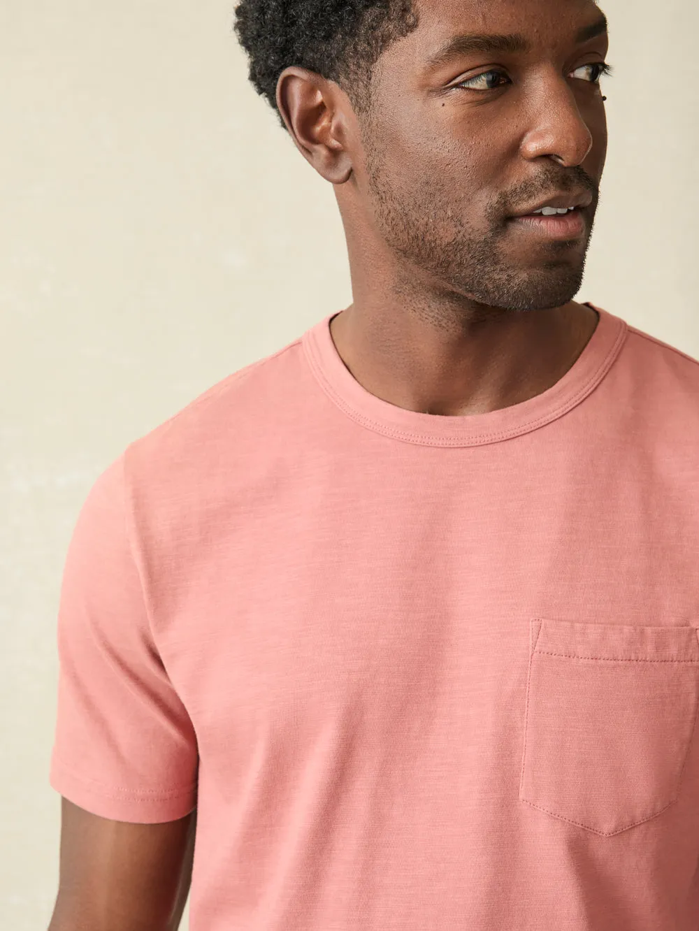 Faherty Sunwashed Pocket Tee in Fall Red