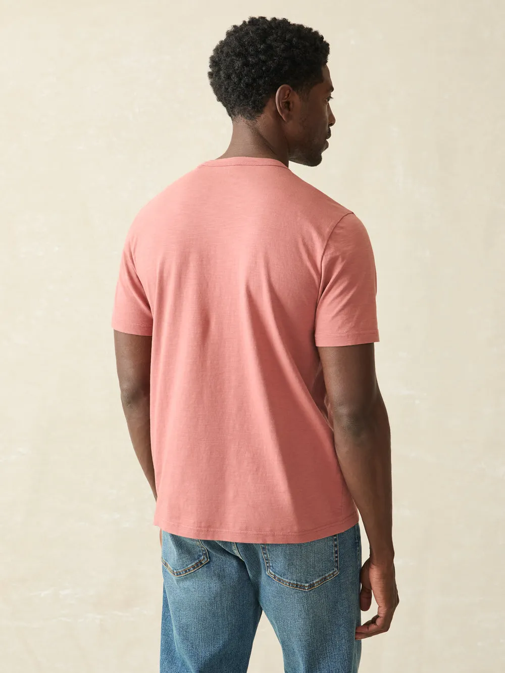 Faherty Sunwashed Pocket Tee in Fall Red