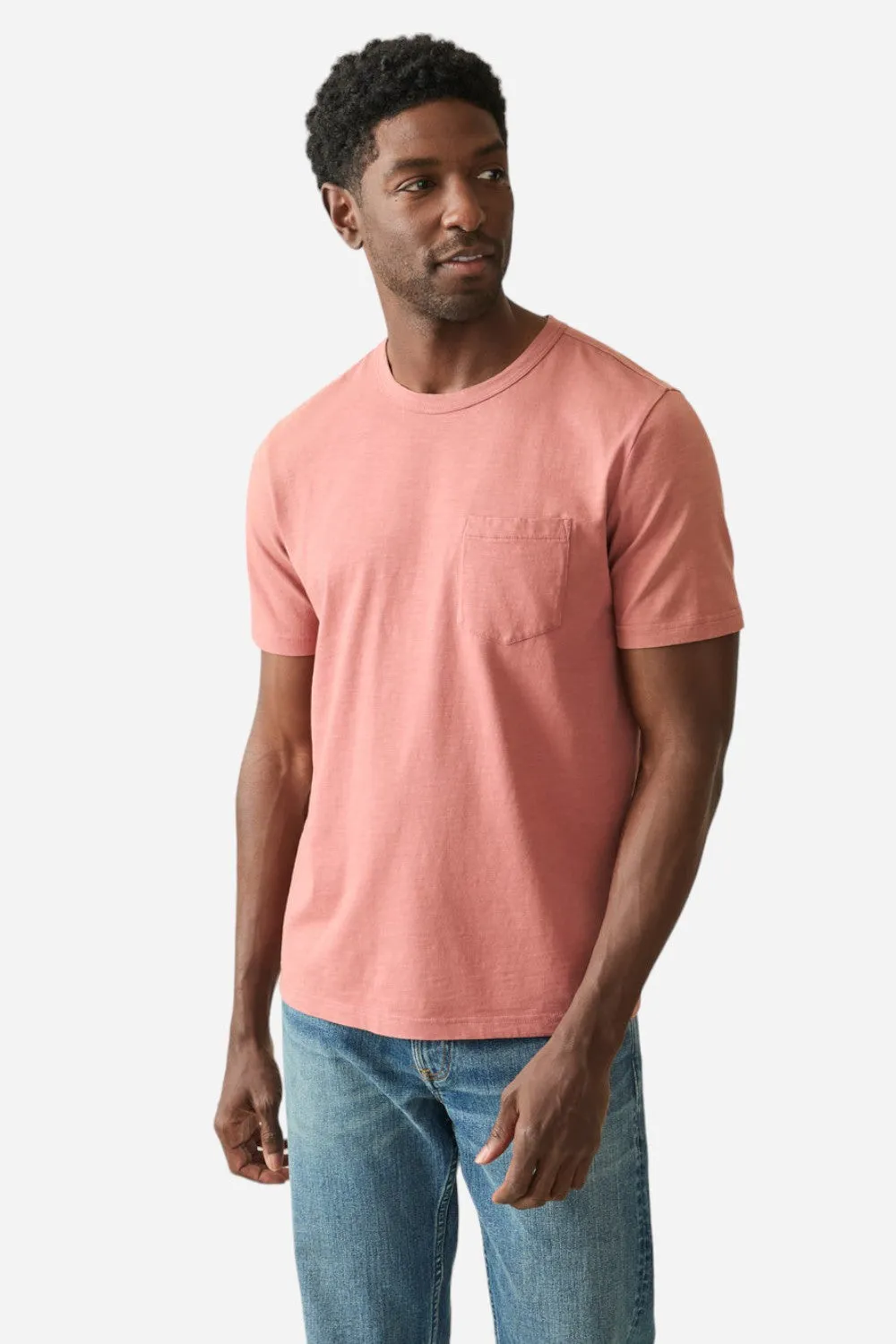 Faherty Sunwashed Pocket Tee in Fall Red