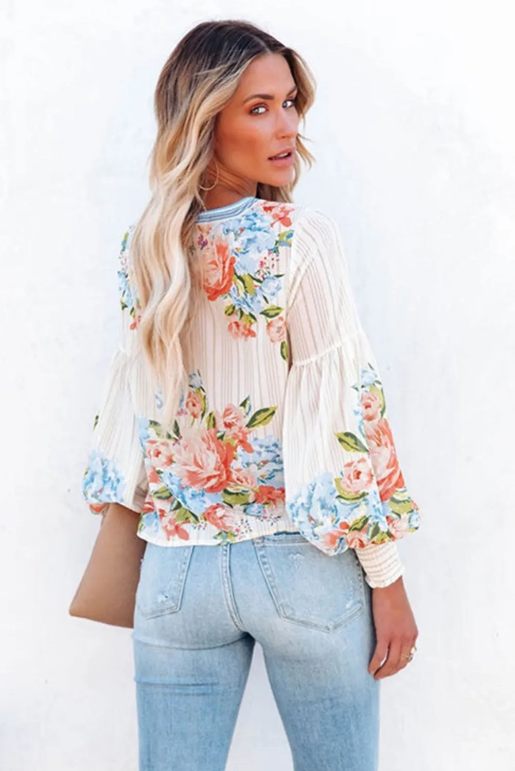 Floral long lantern sleeve Shirt