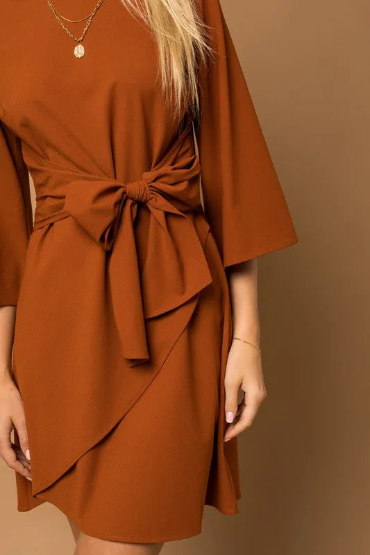 GILLI Kimono Sleeve Tie Wrap Dress