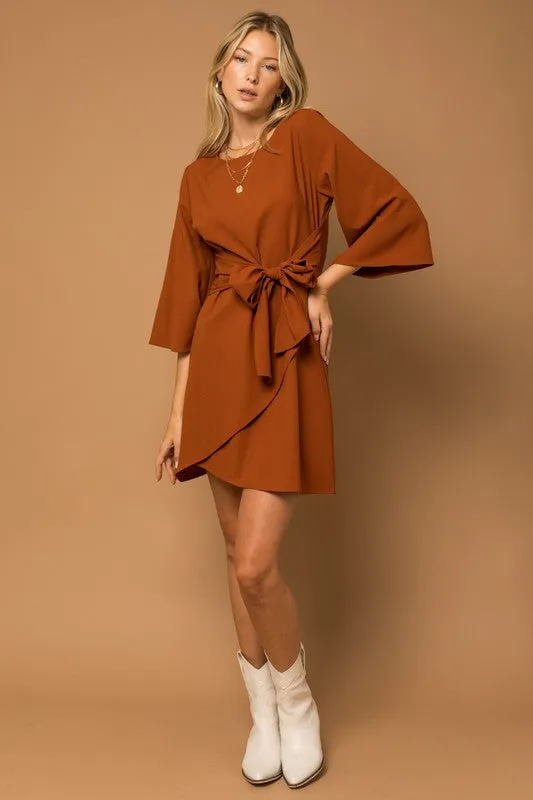 GILLI Kimono Sleeve Tie Wrap Dress