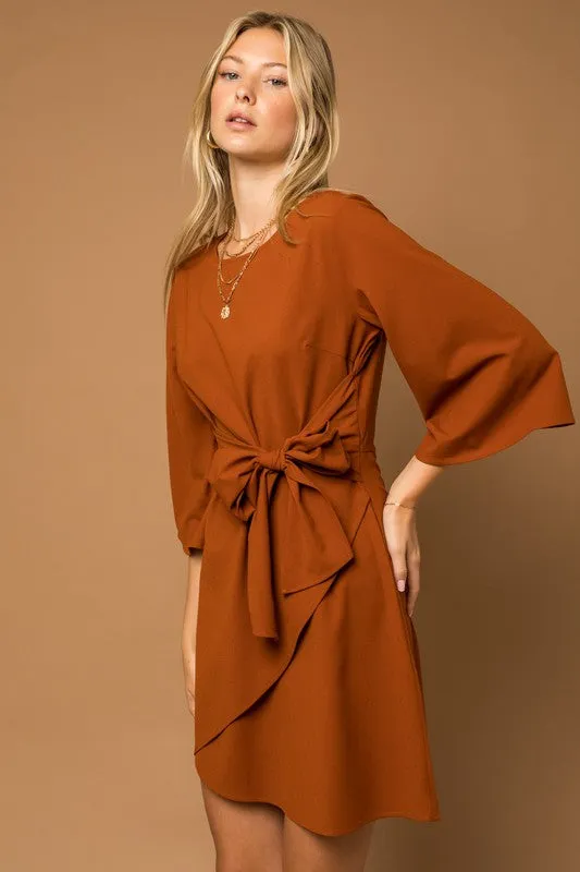 GILLI Kimono Sleeve Tie Wrap Dress