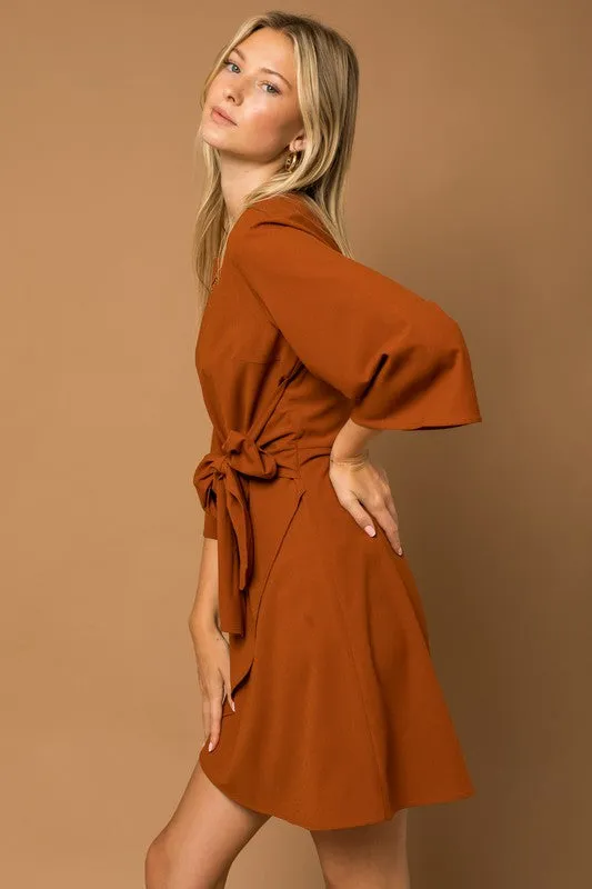 GILLI Kimono Sleeve Tie Wrap Dress