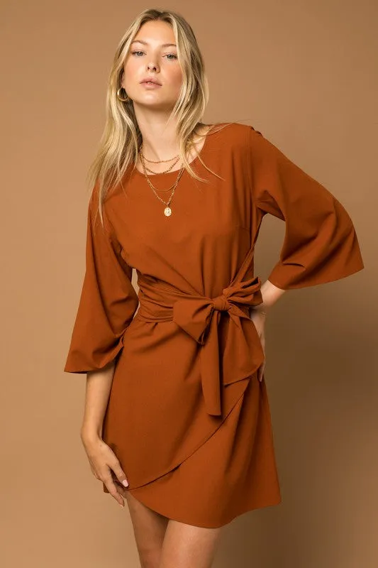 GILLI Kimono Sleeve Tie Wrap Dress