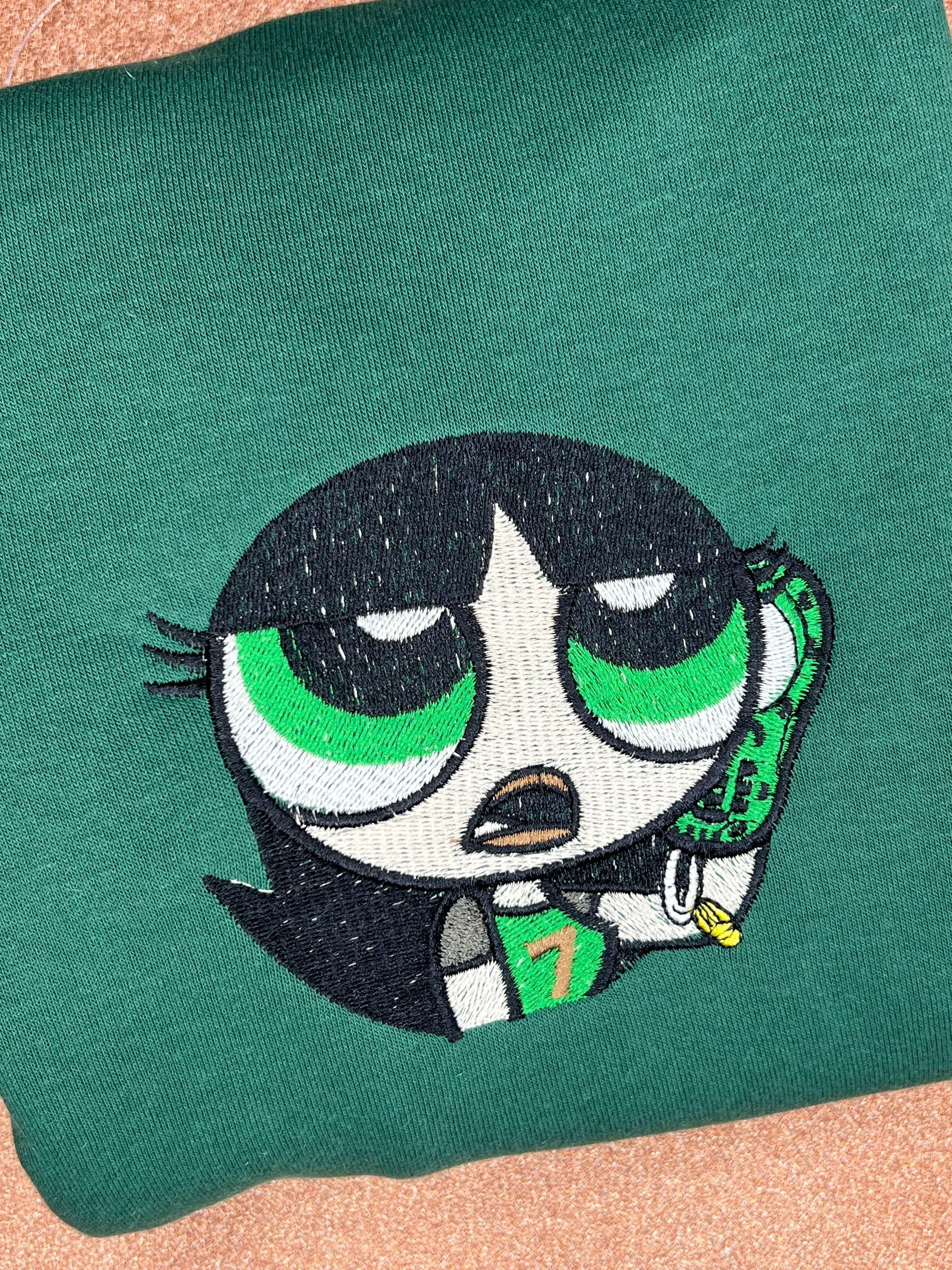 Green Girl Embroidered Sweatshirt | Cute Embroidered Sweatshirts