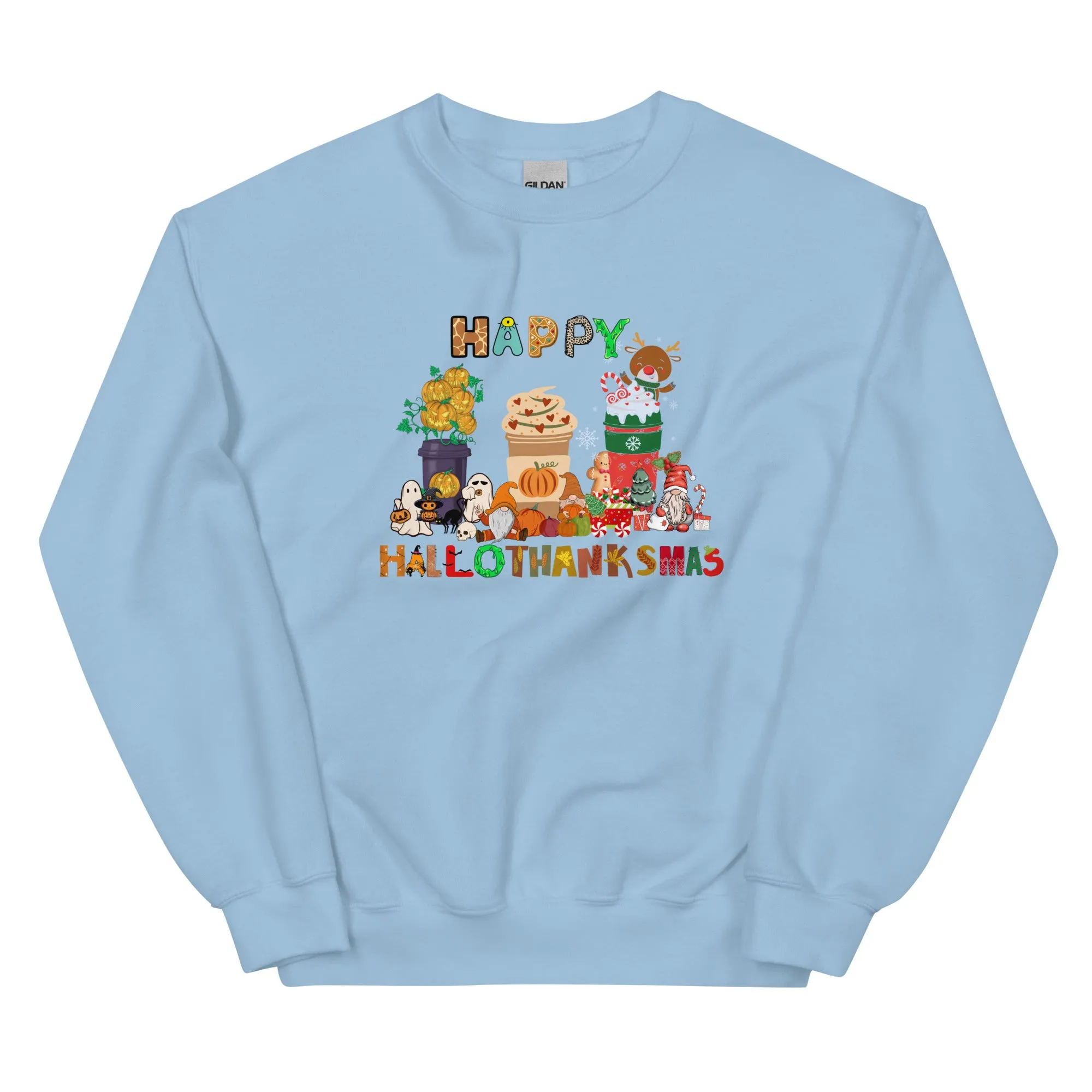 HalloThanksMas Sweatshirt, Holiday Season Sweatshirt, Holiday Gnome Sweatshirt, Halloween Sweatshirt, Thanksgiving Shirt, Christmas Shirt, Holiday Season Gift