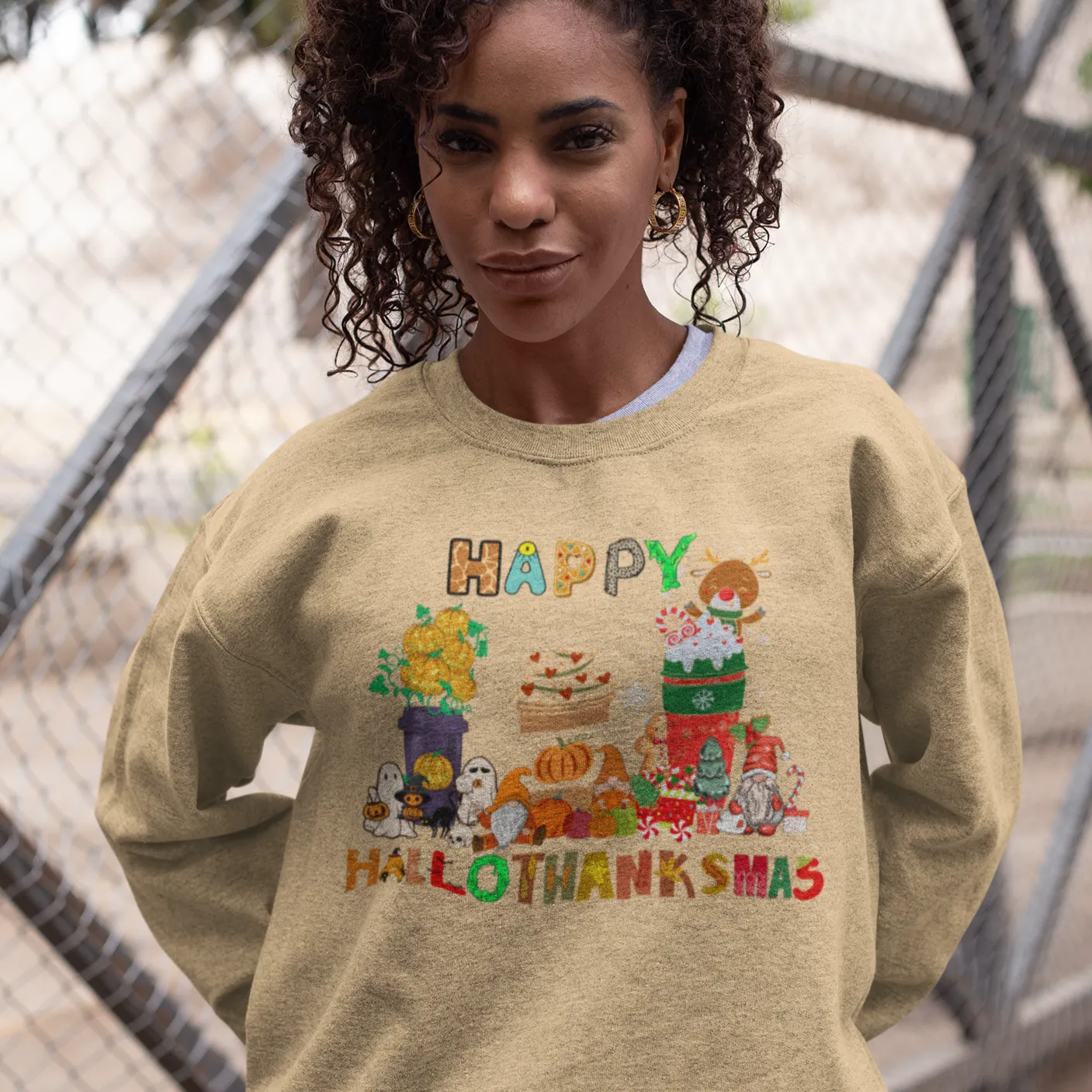 HalloThanksMas Sweatshirt, Holiday Season Sweatshirt, Holiday Gnome Sweatshirt, Halloween Sweatshirt, Thanksgiving Shirt, Christmas Shirt, Holiday Season Gift