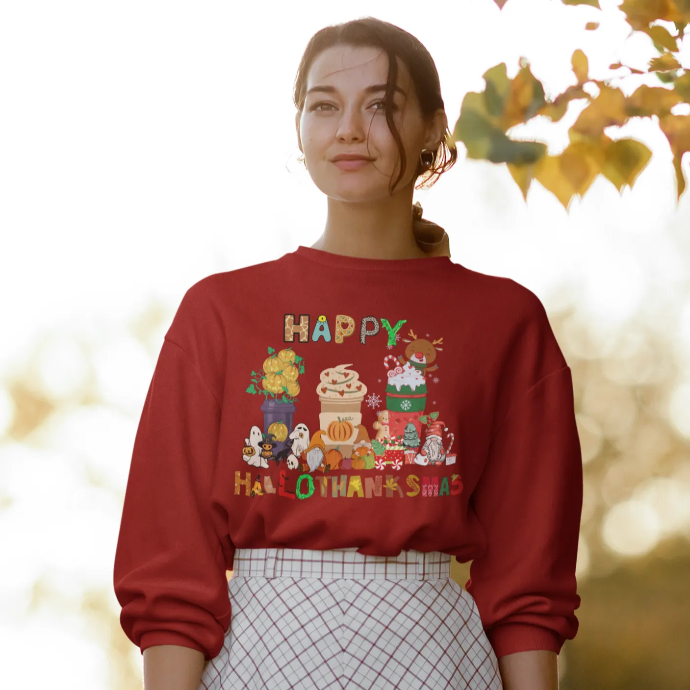 HalloThanksMas Sweatshirt, Holiday Season Sweatshirt, Holiday Gnome Sweatshirt, Halloween Sweatshirt, Thanksgiving Shirt, Christmas Shirt, Holiday Season Gift