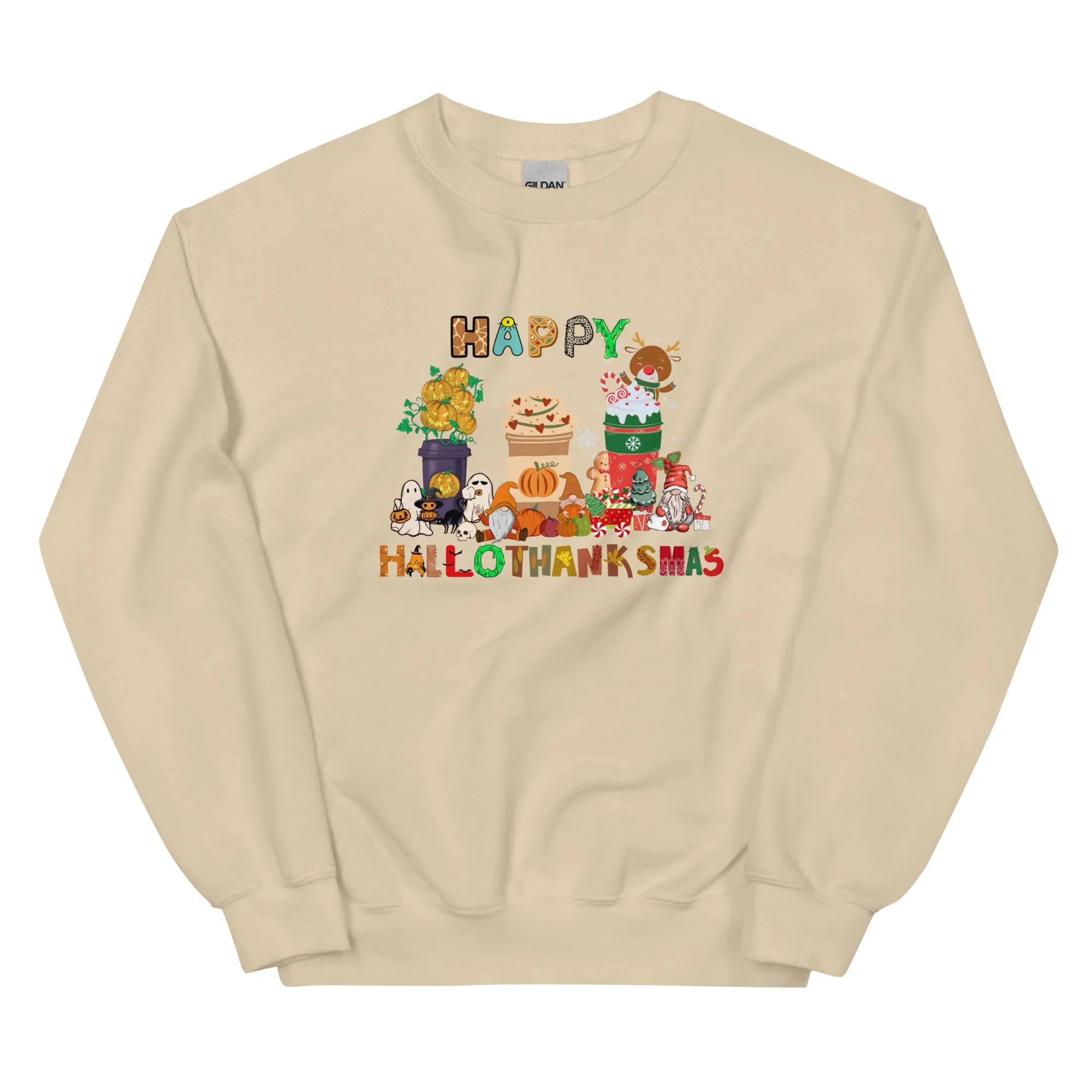 HalloThanksMas Sweatshirt, Holiday Season Sweatshirt, Holiday Gnome Sweatshirt, Halloween Sweatshirt, Thanksgiving Shirt, Christmas Shirt, Holiday Season Gift