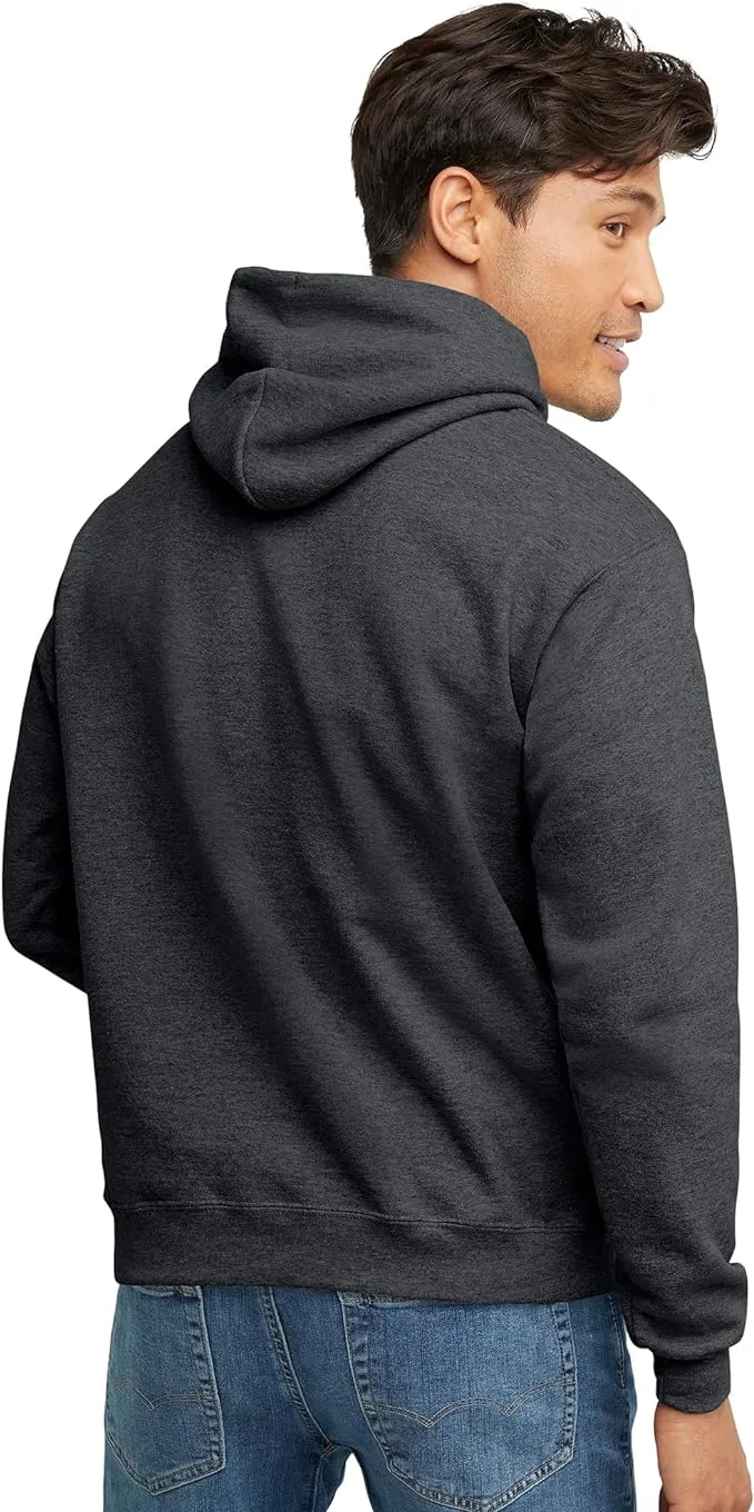 Hanes Men's Pullover EcoSmart Hooded Sweatshirt, Black, Large