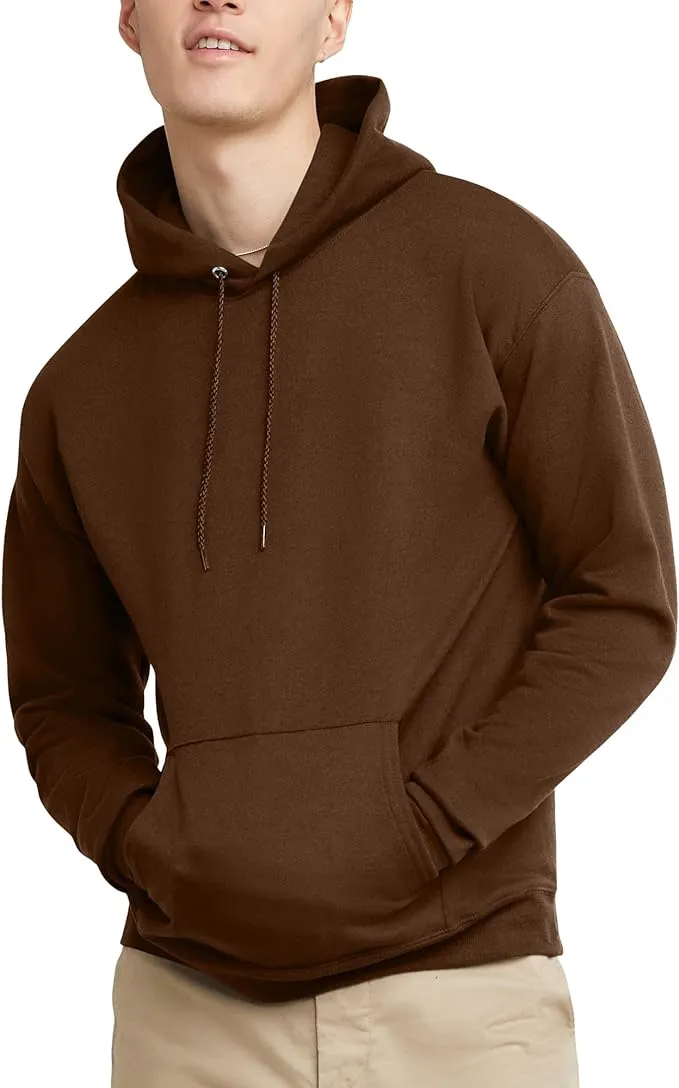 Hanes Men's Pullover EcoSmart Hooded Sweatshirt, Black, Large