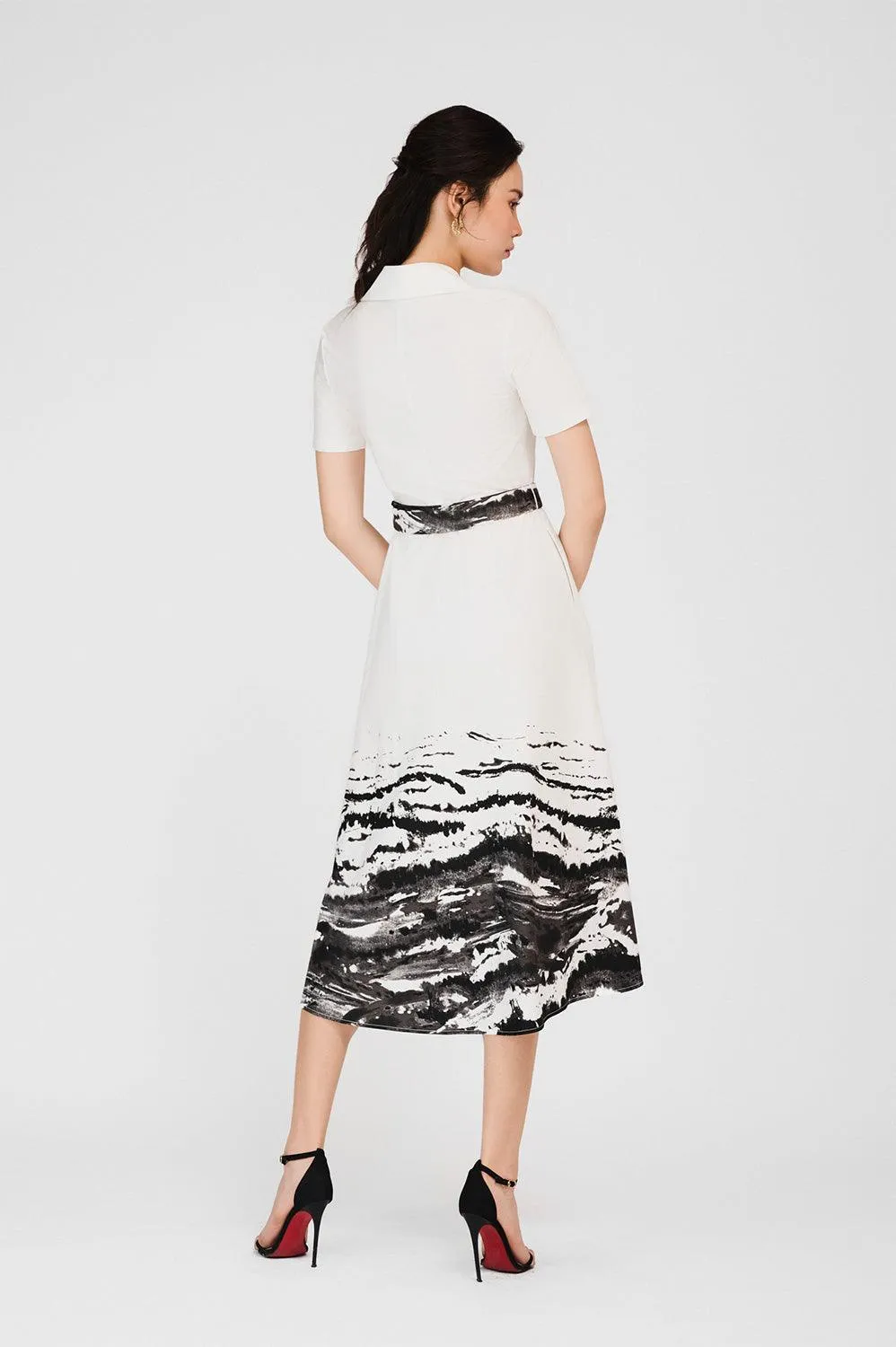 Hayley A-line Notch Lapel Kate Midi Dress